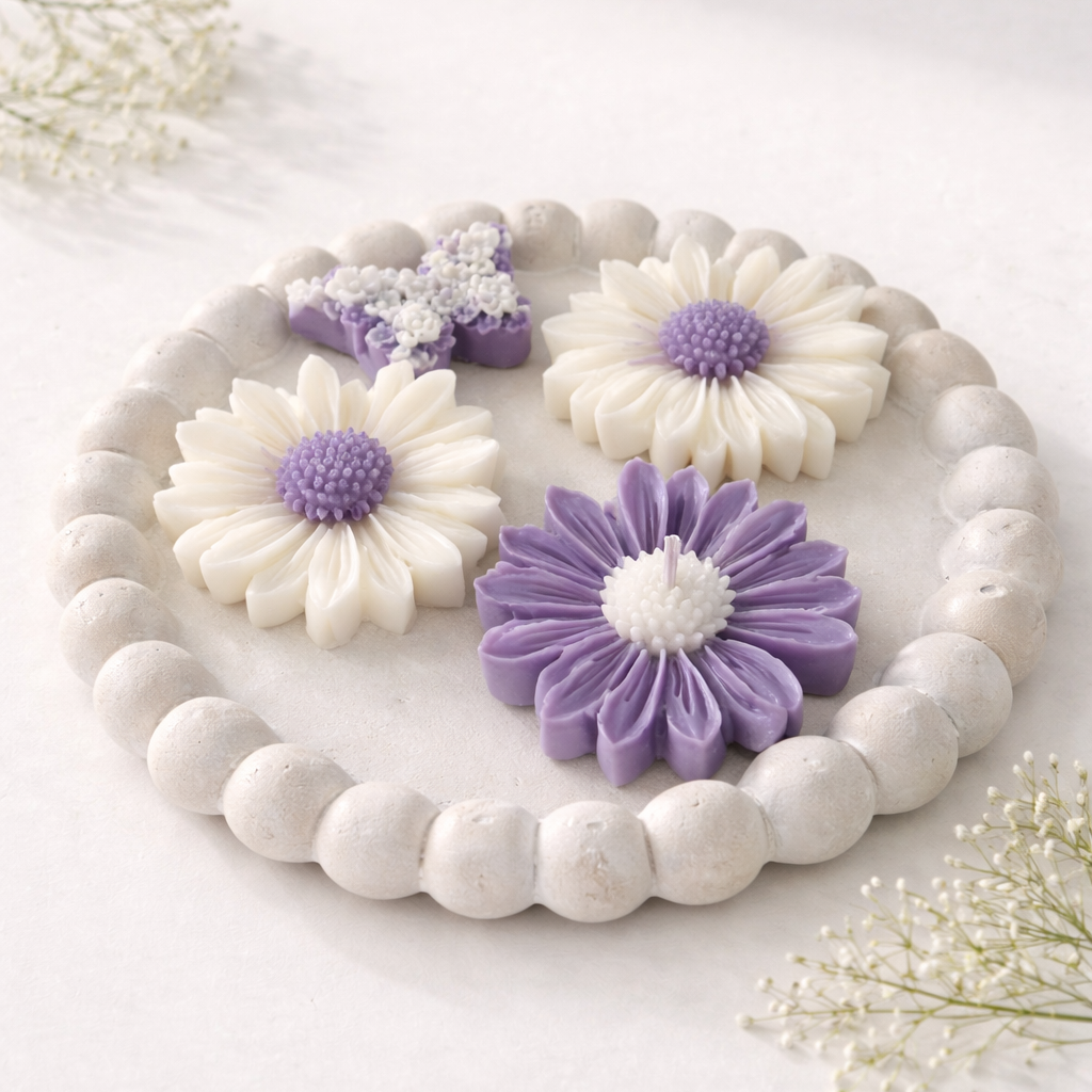 Pack Primavera Eirèa margaritas y mariposa color lila y blanco