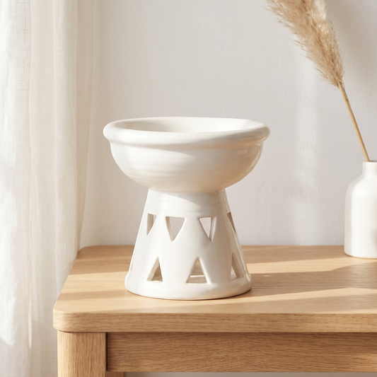 Quemador de cera de ceramica blanco xl deposito grande