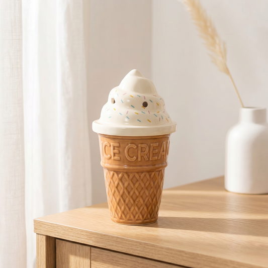 Quemador de cera de ceramica con forma de cono de helado verano