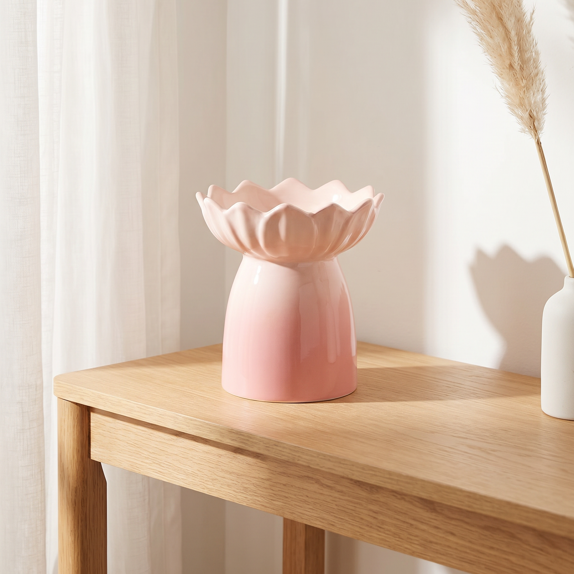 Quemador de cera de ceramica con forma de flor de loto rosa