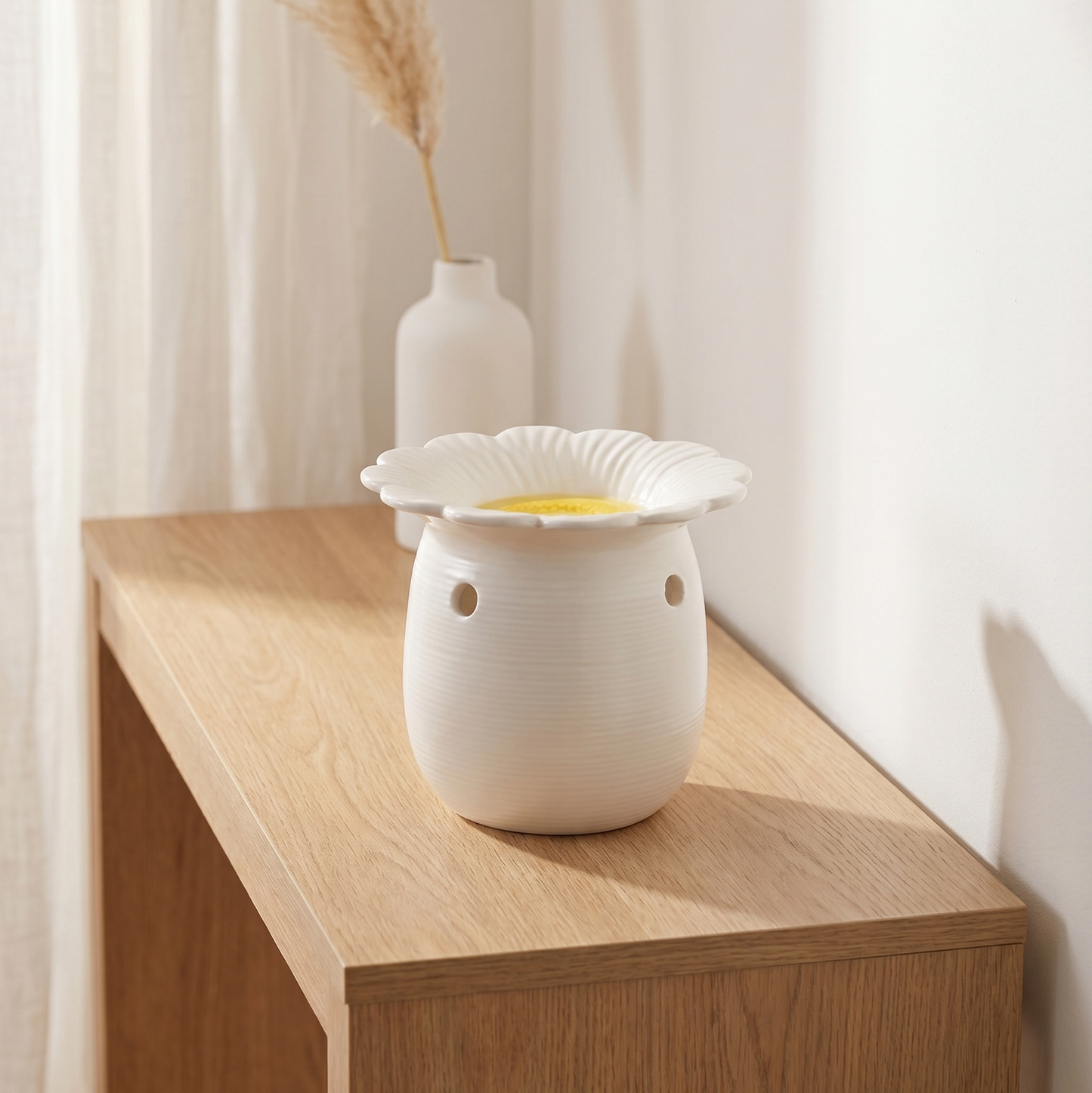 Quemador de cera de ceramica con forma de margarita 