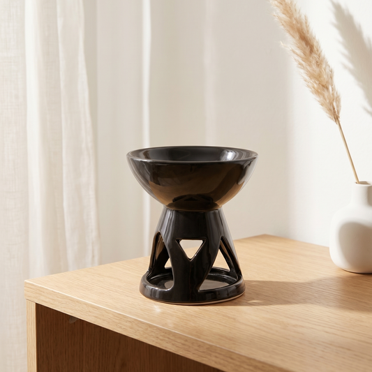 Quemador de cera de ceramica de color negro tamaño xl