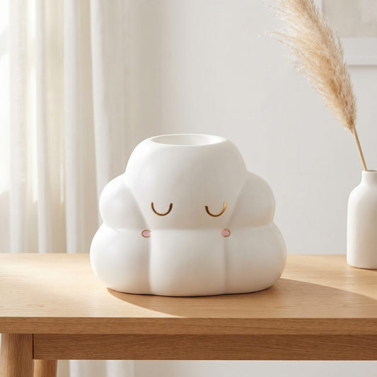 Quemador de cera de ceramica con forma de nube blanca