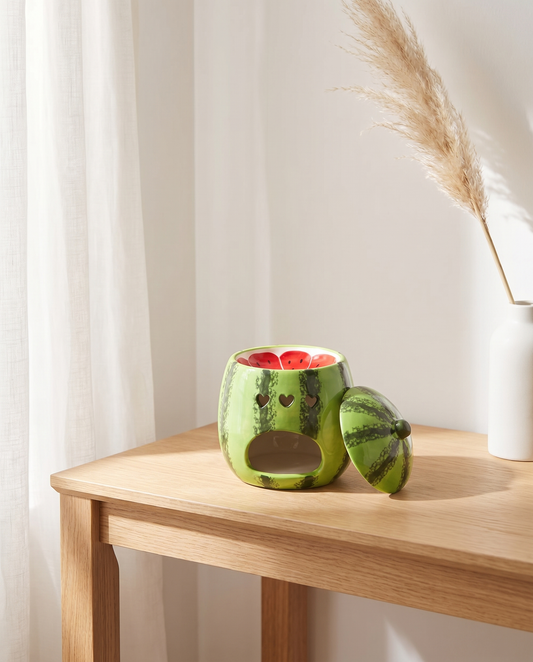 Quemador de cera de ceramica con forma de fruta de sandia verano