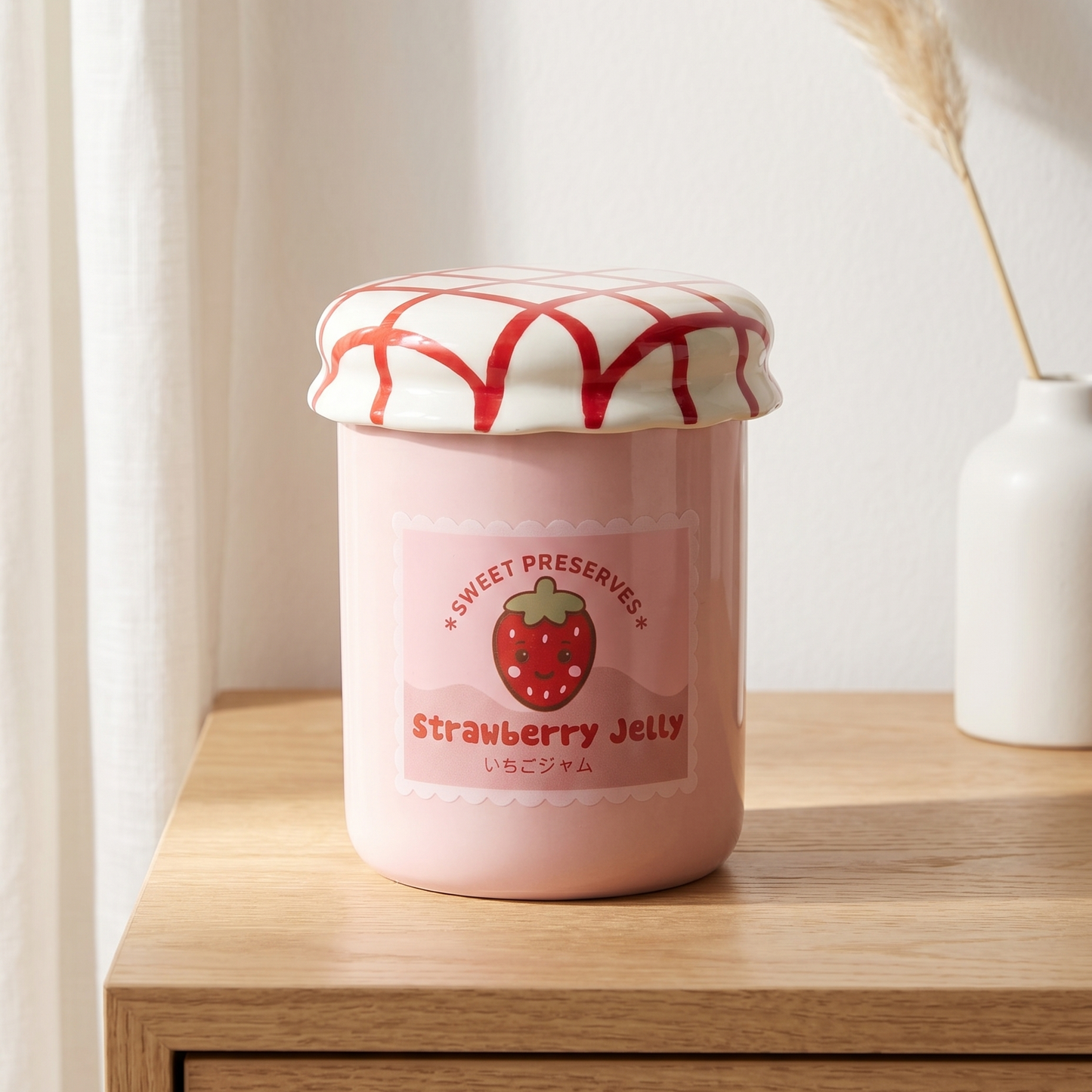Quemador de aromas de ceramica con forma de tarro de mermelada de fresa strawberry jelly