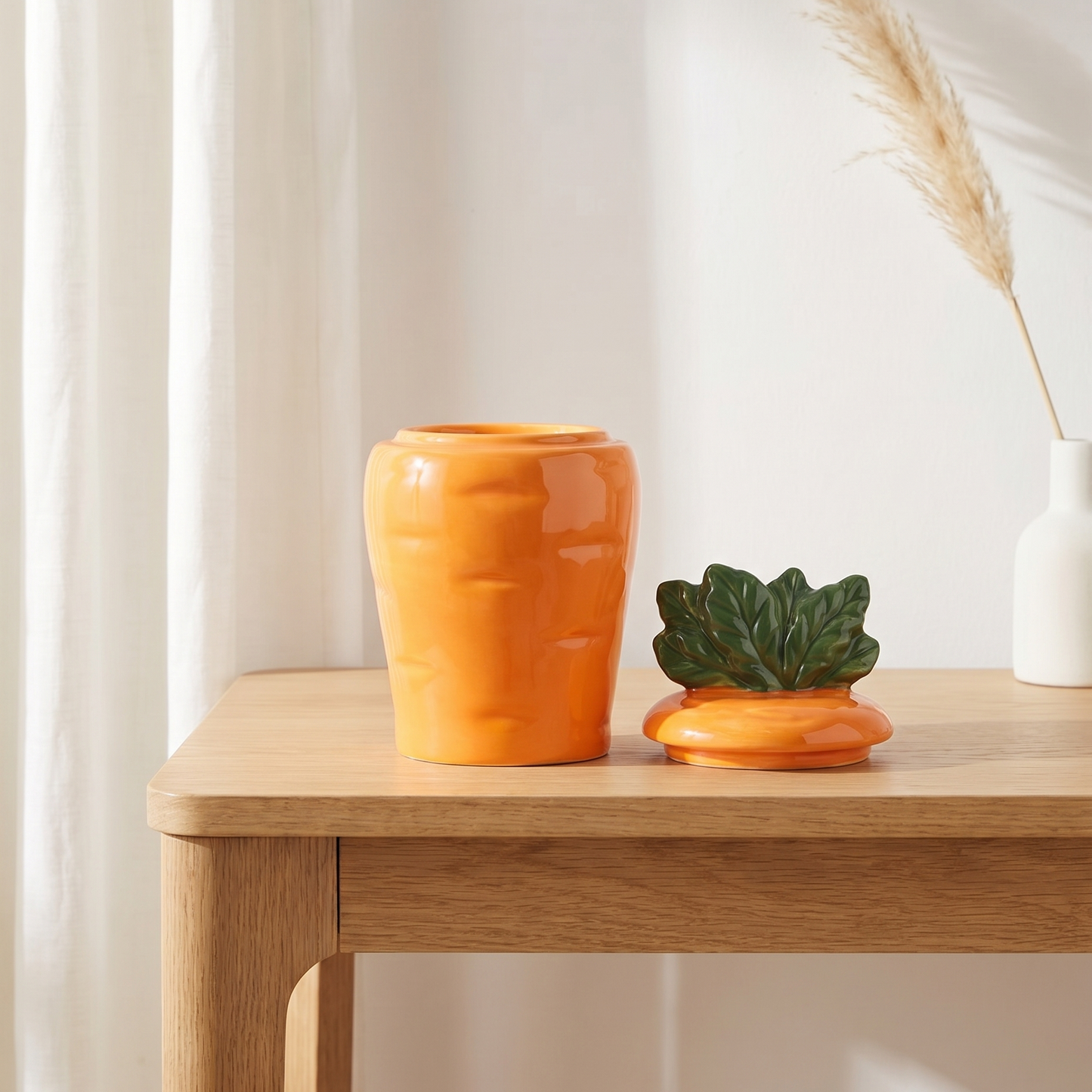 Quemador de cera de ceramica con forma de zanahoria con tapa 