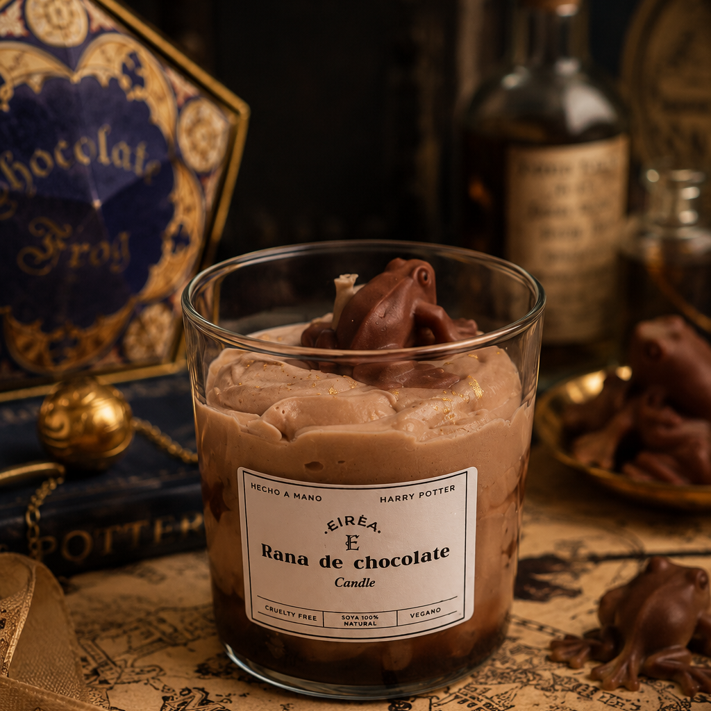 Vela con aroma a chocolate y diseño Rana de chocolate de harry potter